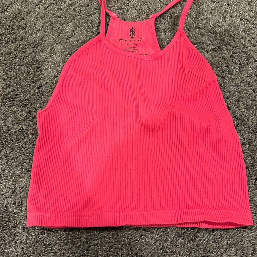 Free People Vibrant Pink Ribbed Top